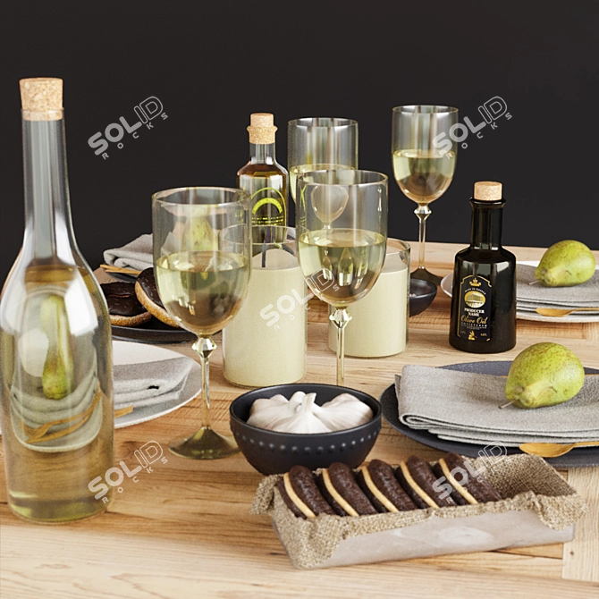 Elegant Tableware Set 014 3D model image 3