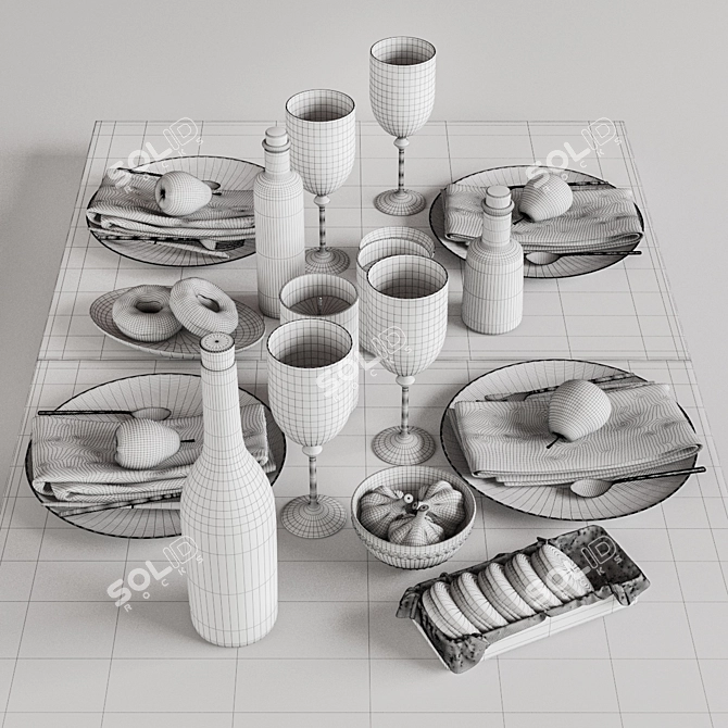 Elegant Tableware Set 014 3D model image 4