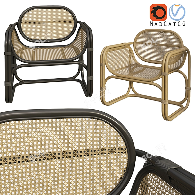 Tropical Rattan Wicker Chair 3D model image 1