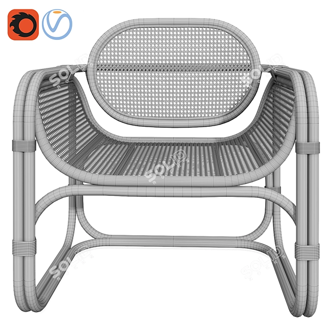 Tropical Rattan Wicker Chair 3D model image 6