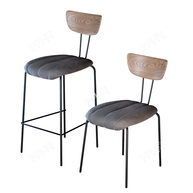 Modern Apel Chair Set 3D model image 1