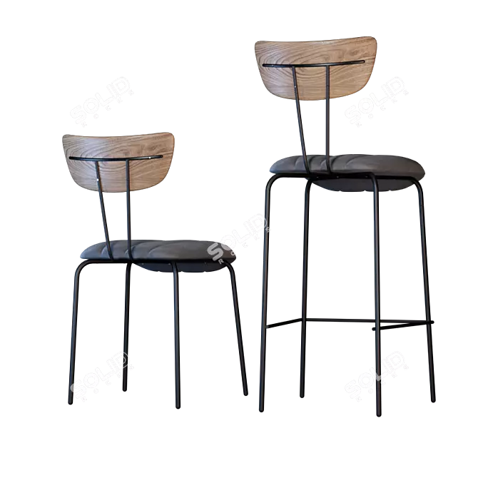 Modern Apel Chair Set 3D model image 2