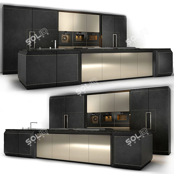 Sleek and Contemporary Kitchen 3D model image 2