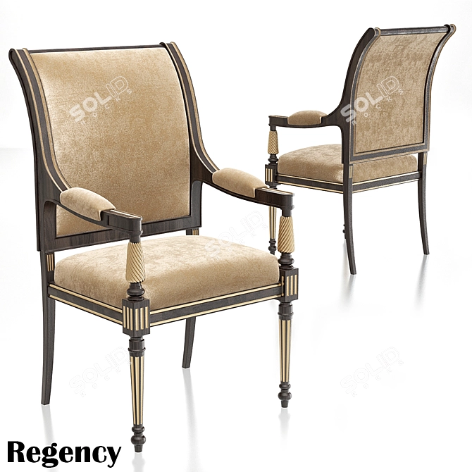 Elegant Regency Armchair 3D model image 1