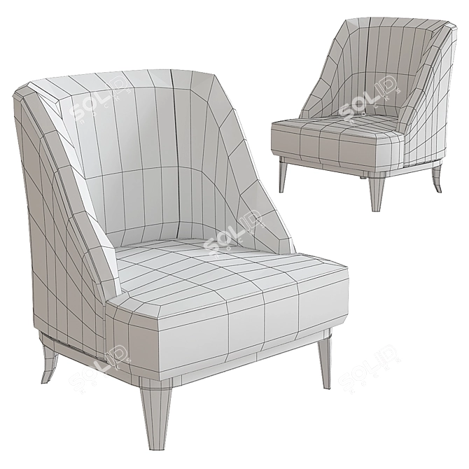 LuxDeco Bailey Tub Chair - Stylish Fabric Armchair 3D model image 2