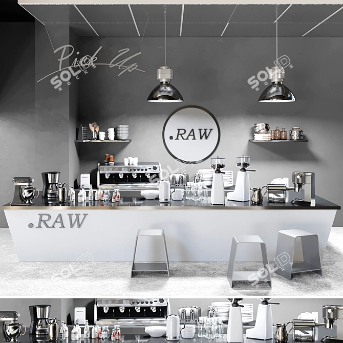 Sleek Coffee Shop Setup: Coffee, Appliances, Bar 3D model image 1