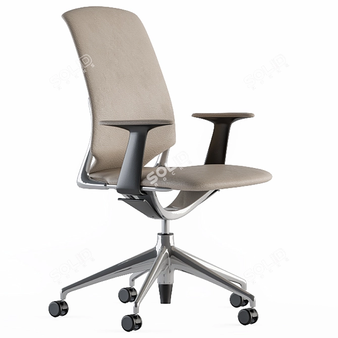 Elegant Leather Office Chair 3D model image 3