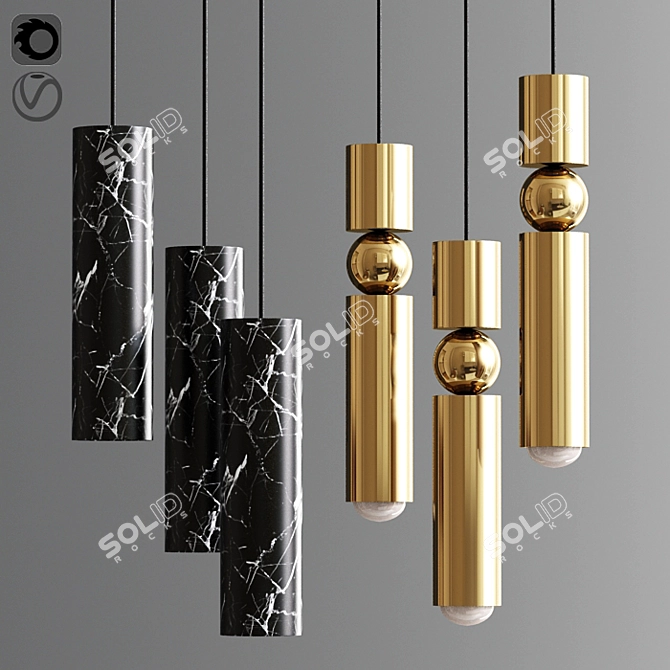 Marble Fulcrum Chandelier: Exquisite Light Fixture 3D model image 1