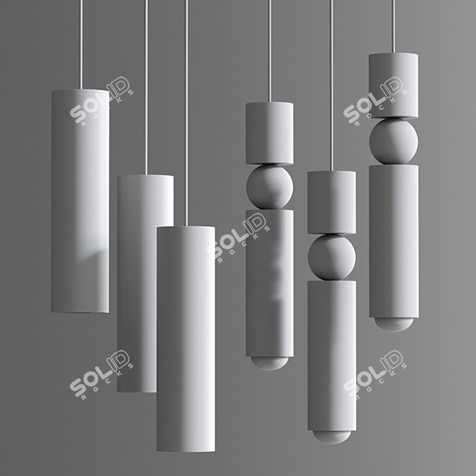 Marble Fulcrum Chandelier: Exquisite Light Fixture 3D model image 2