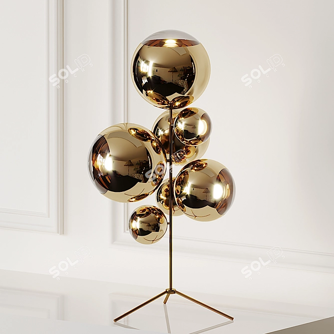 Golden Glow: Mirror Ball Chandelier 3D model image 1