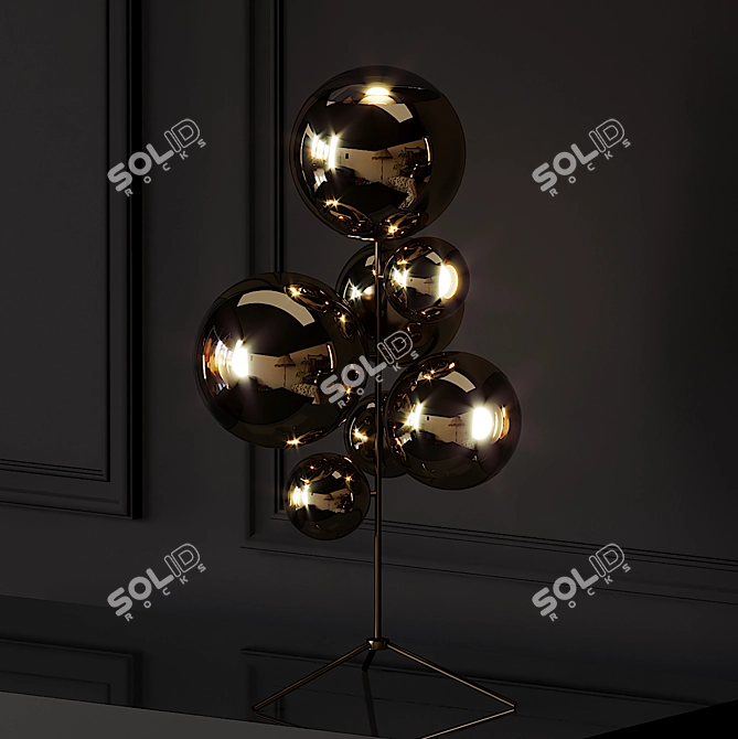 Golden Glow: Mirror Ball Chandelier 3D model image 2