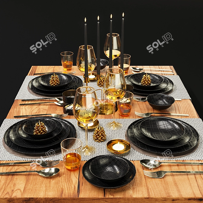 Elegant Tableware Set 015 3D model image 1