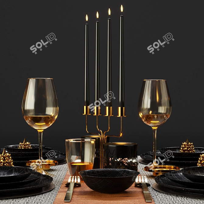 Elegant Tableware Set 015 3D model image 3