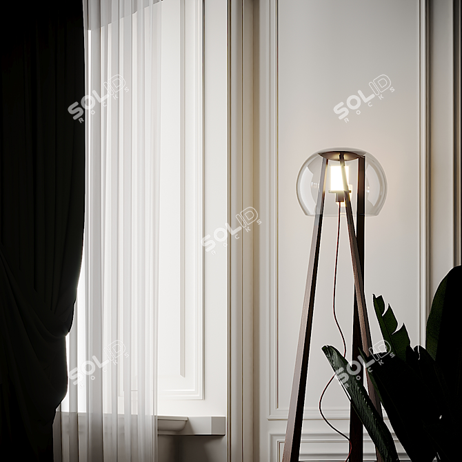 Sleek Compass Floor Lamp 3D model image 4
