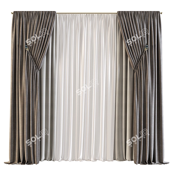 Versatile Curtain Design: Curtain 555 3D model image 1