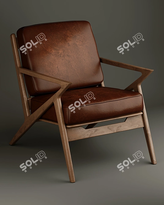 Sleek Leather Armchair 3D model image 1