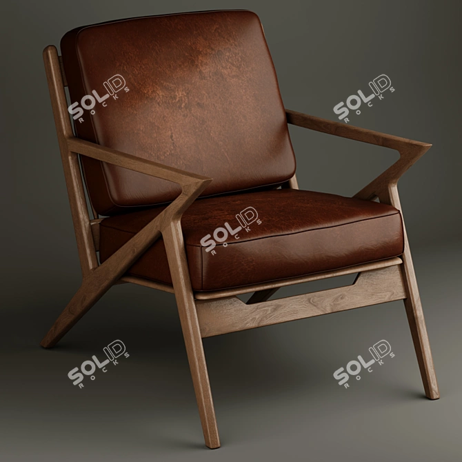 Sleek Leather Armchair 3D model image 3