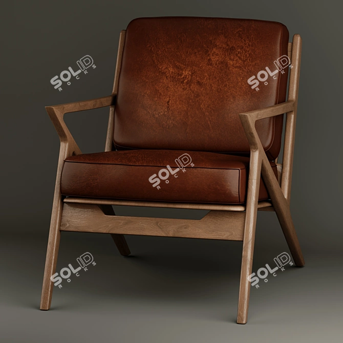 Sleek Leather Armchair 3D model image 4