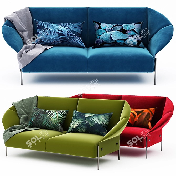 Sleek and Stylish Sofa Set 3D model image 1