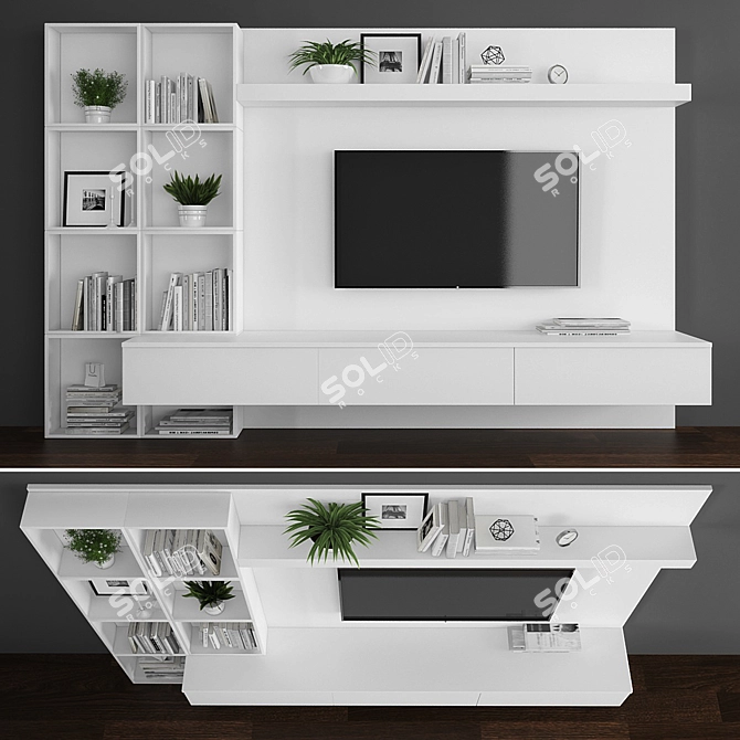 Sleek TV Stand Set 084 3D model image 1