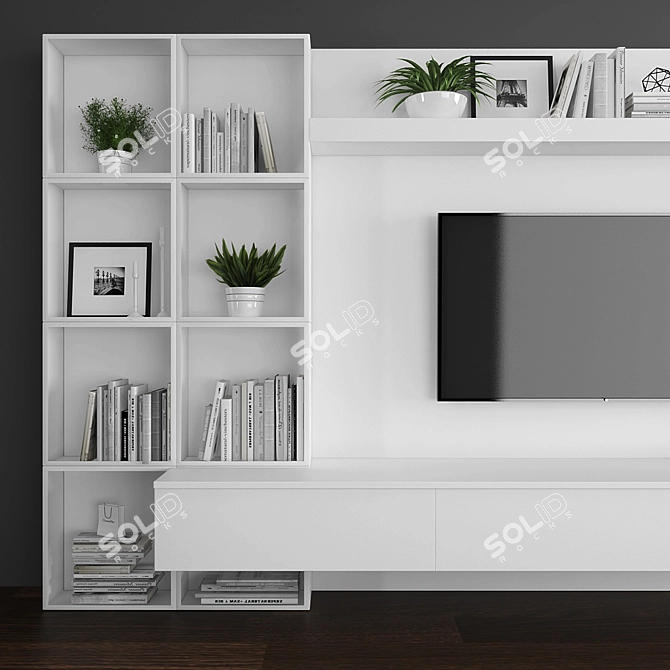 Sleek TV Stand Set 084 3D model image 3