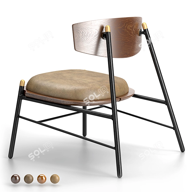 Kink Lounge Chair: Curved Elegance 3D model image 2