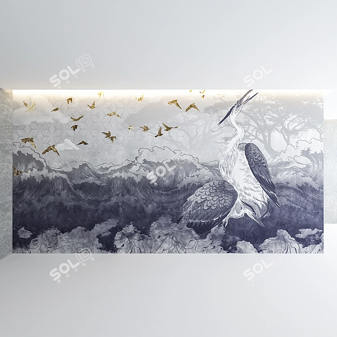 Elegant Geometric Wallpaper Collection 3D model image 3