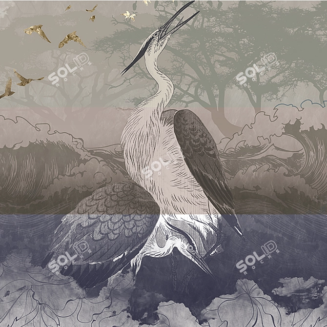 Elegant Geometric Wallpaper Collection 3D model image 4