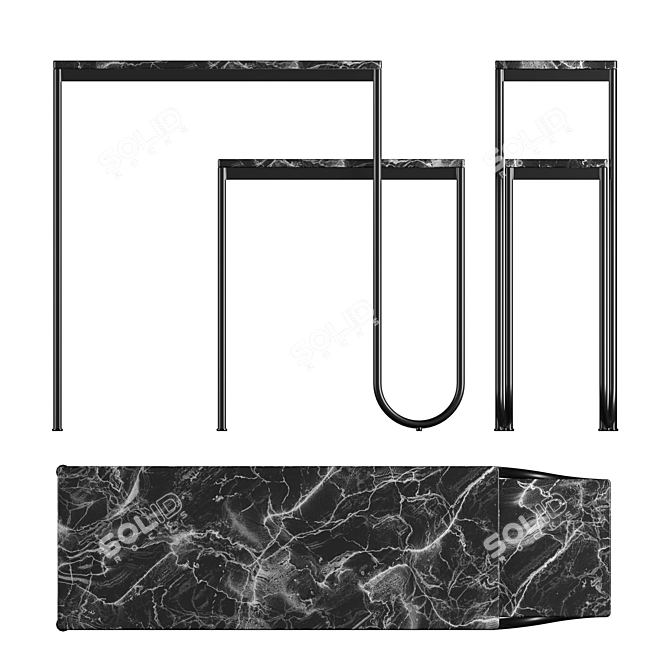 Elegant Marble Console Table 3D model image 2