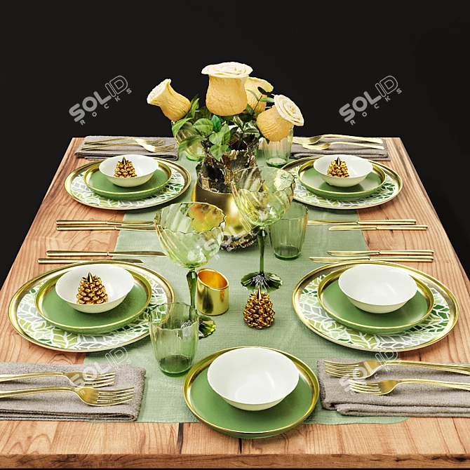 Elegant Tableware Set 016 3D model image 1