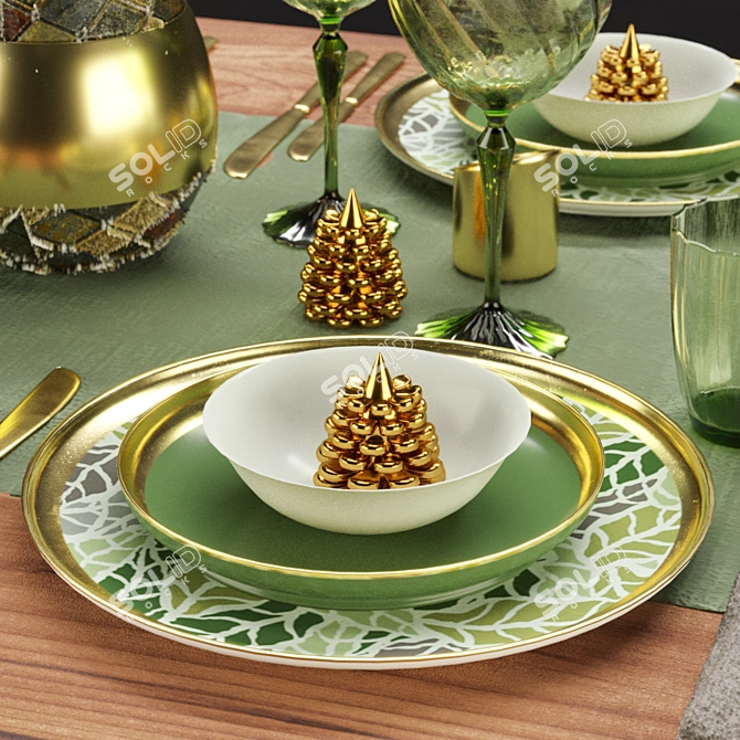 Elegant Tableware Set 016 3D model image 3