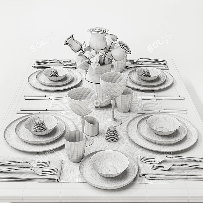 Elegant Tableware Set 016 3D model image 4