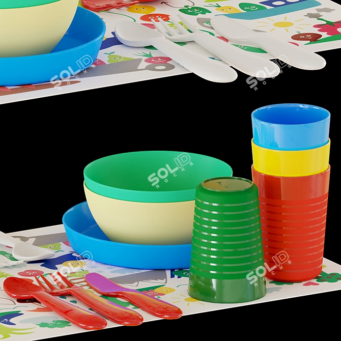 IKEA Baby Tableware Set 3D model image 2