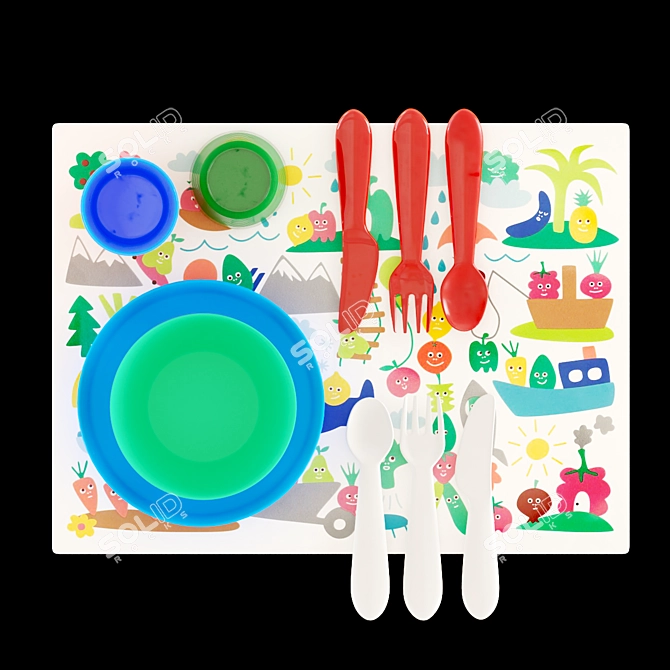 IKEA Baby Tableware Set 3D model image 3