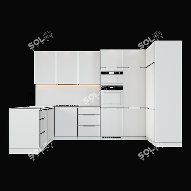 Gas Cooktop & Oven Set 3D model image 2