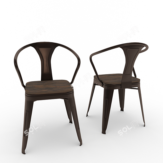 Industrial Chic Table and Chair 3D model image 3