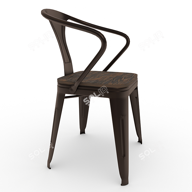Industrial Chic Table and Chair 3D model image 5