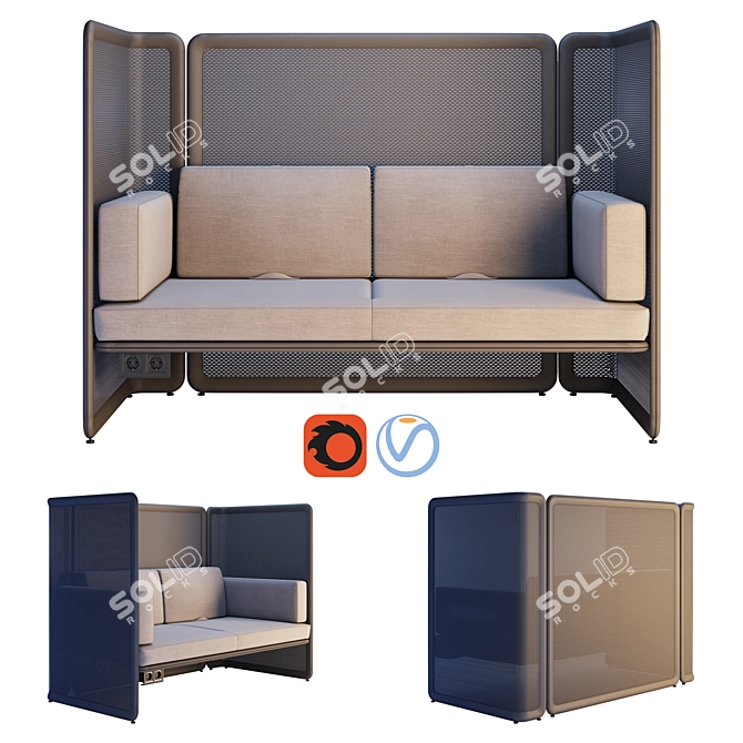 Title: Lagunitas Lounge System Two Seater Sofa 3D model image 1