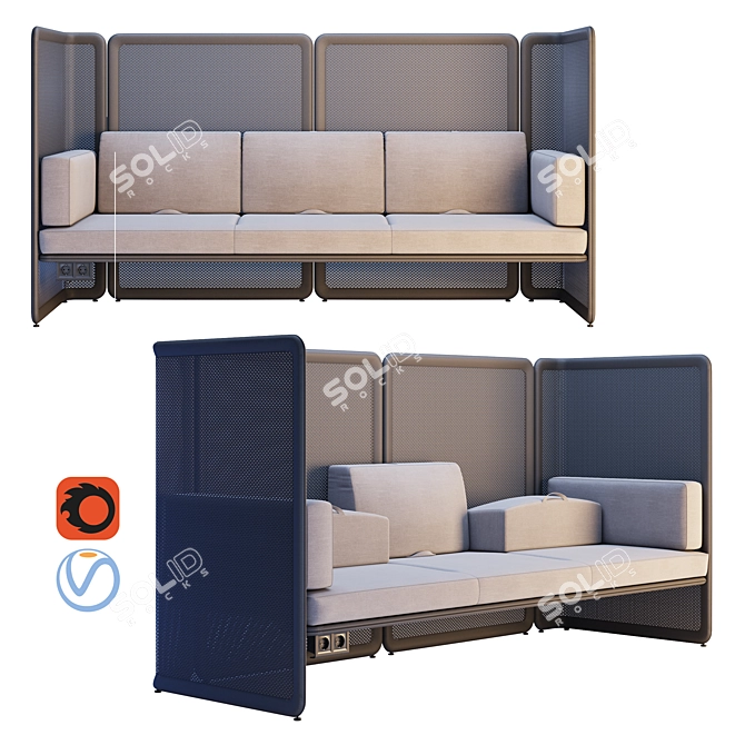 Coalesse Lagunitas Lounge System Sofa 3D model image 1