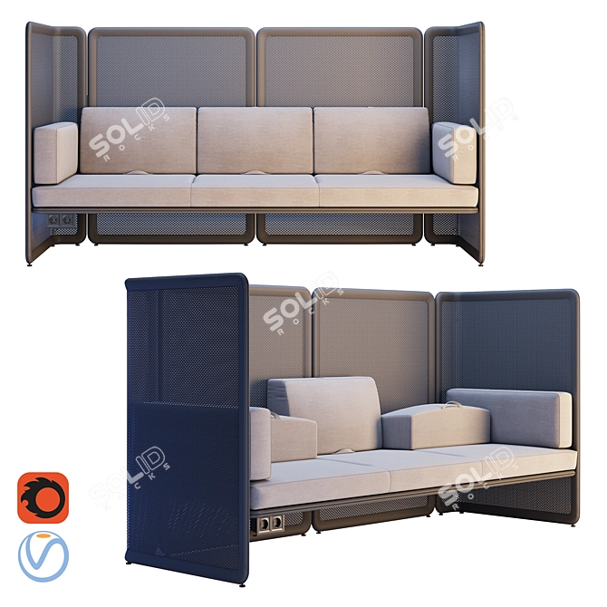 Coalesse Lagunitas Lounge System Sofa 3D model image 6