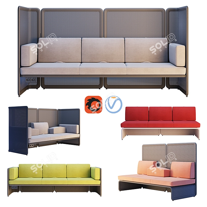 Coalesse Lagunitas Lounge System Sofa 3D model image 7