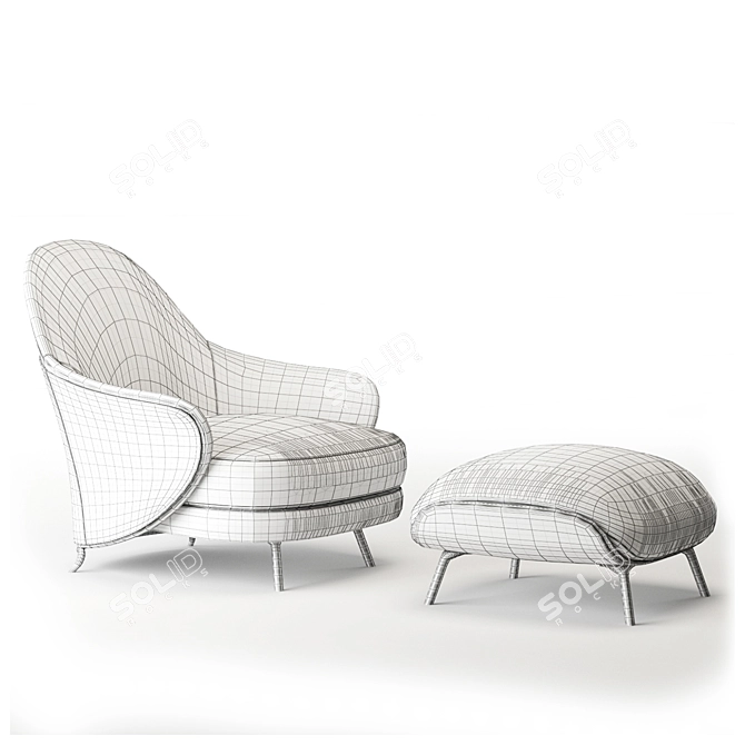 Minotti Angie Armchair: Luxury and Comfort Combined 3D model image 4