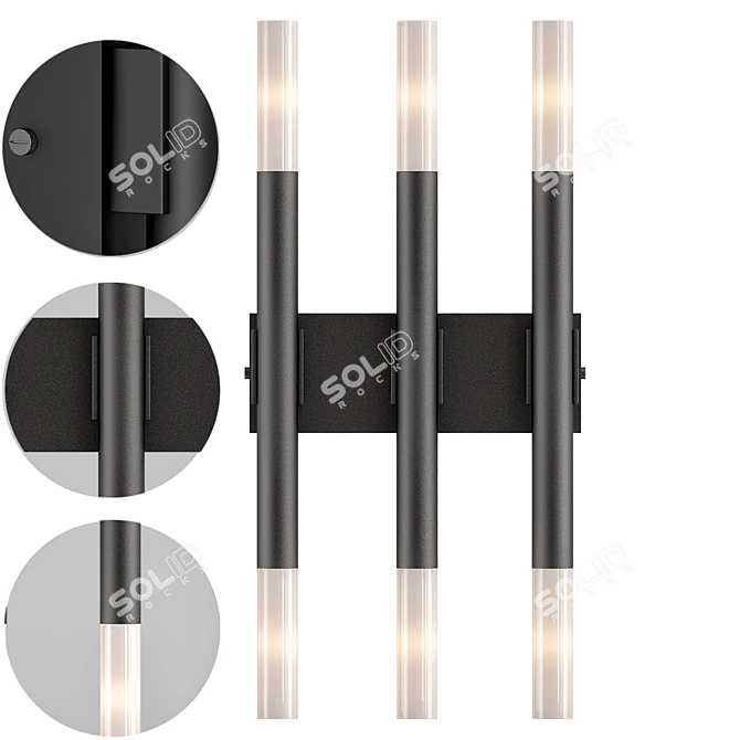 Sleek Black LED Wall Light 3D model image 1