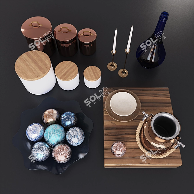 Elegant Kitchen Decor Kit 3D model image 5