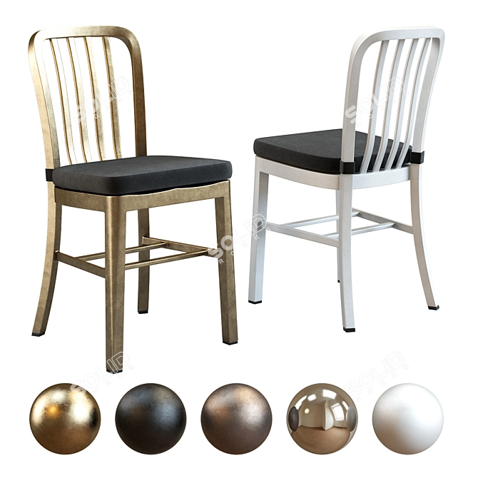 Sleek Aluminum Delta Dining Chair 3D model image 1