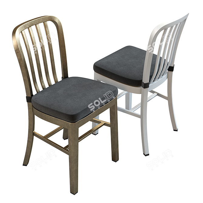 Sleek Aluminum Delta Dining Chair 3D model image 2