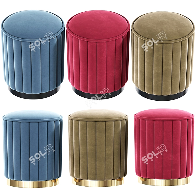 GE&YOBBY Round Fabric Ottoman 3D model image 1