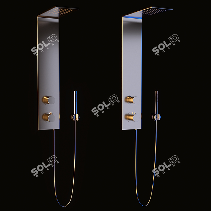 Elegant Stainless Steel Shower Set 3D model image 1