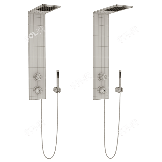 Elegant Stainless Steel Shower Set 3D model image 4