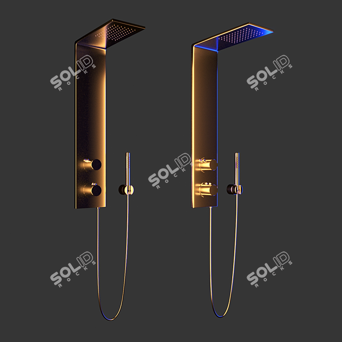 Elegant Stainless Steel Shower Set 3D model image 5